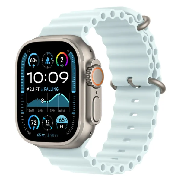 Apple Watch Ultra 2, 49 мм, корпус из натурального титана, Ледяной голубой, Ocean Band