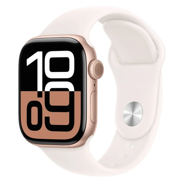Apple Watch Series 10, 42 мм, корпус из алюминия цвета "розовое золото", спортивный ремешок, размер S/M