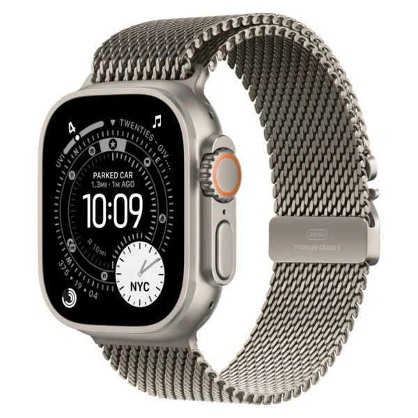 Часы Apple Watch Ultra 3, 49 мм, титан светлого цвета, ремешок Титановая миланская петля