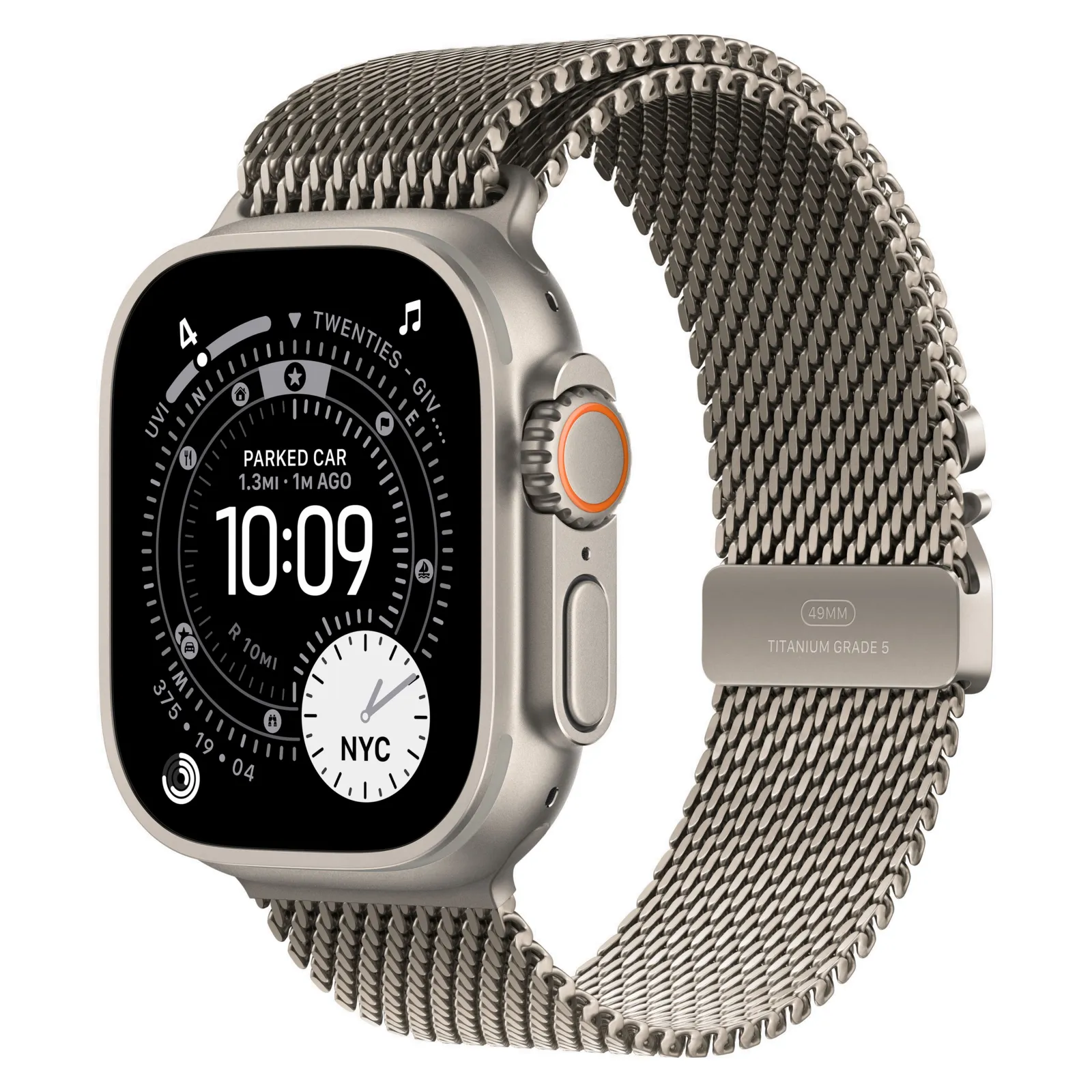 Часы Apple Watch Ultra 3, 49 мм, титан светлого цвета, ремешок Титановая миланская петля №1