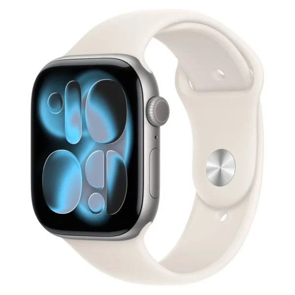 Часы Apple Watch Series 11, 42 мм, Алюминиевый корпус Space Gray, Спортивный ремешок Starlight, размер M/L