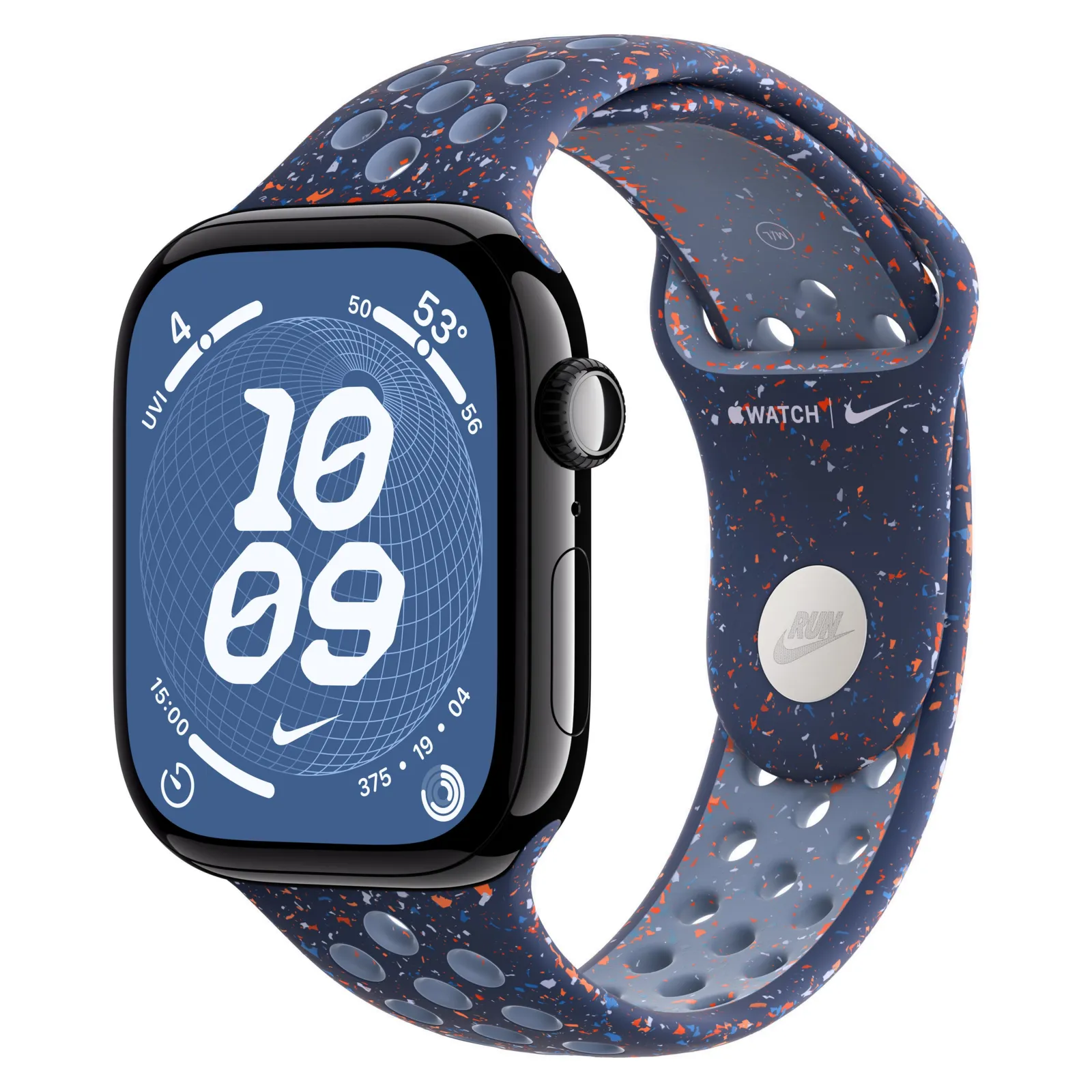 Часы Apple Watch Series 11, 42 мм, Алюминиевый корпус Jet Black, Ремешок Nike Blue Ribbon, размер S/M №1