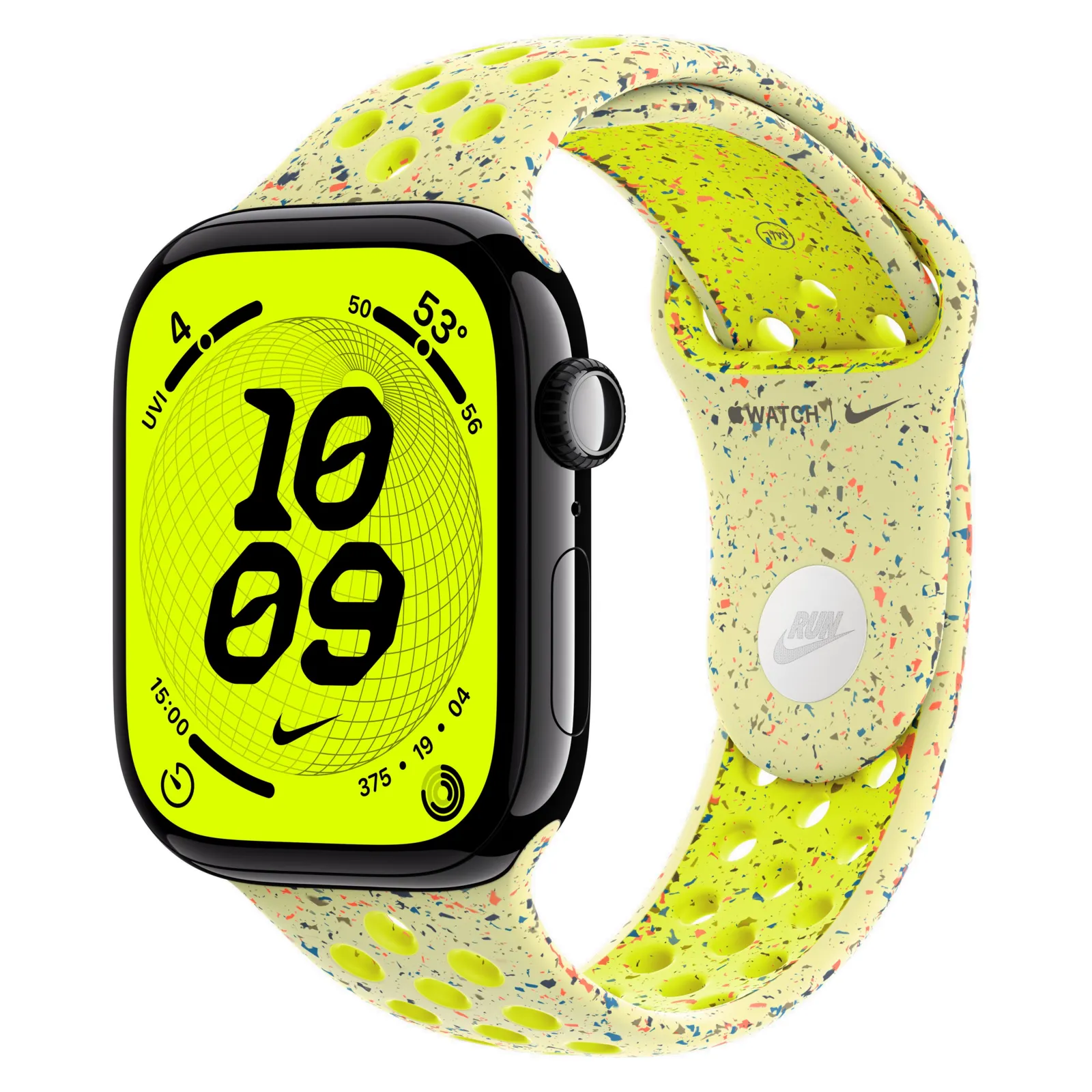 Часы Apple Watch Series 11, 42 мм, Алюминиевый корпус Jet Black, Ремешок Nike Volt Splash, размер M/L №1