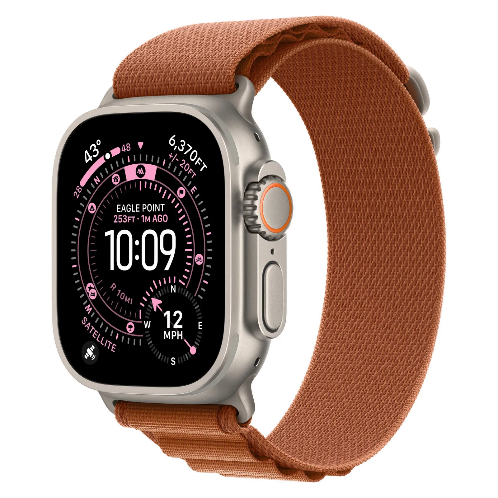 Часы Apple Watch Ultra 3, 49 мм, титан светлого цвета, ремешок Alpine терракотового цвета №1