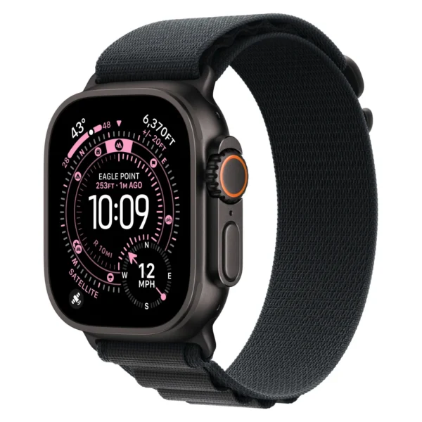 Часы Apple Watch Ultra 3, 49 мм, титан чёрного цвета, ремешок Alpine чёрного цвета