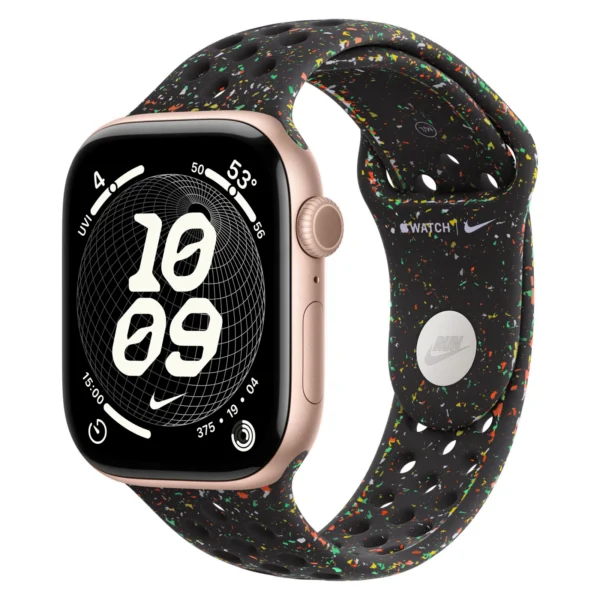 Часы Apple Watch Series 11, 42 мм, Алюминиевый корпус Rose Gold, Ремешок Nike Midnight Black, размер M/L
