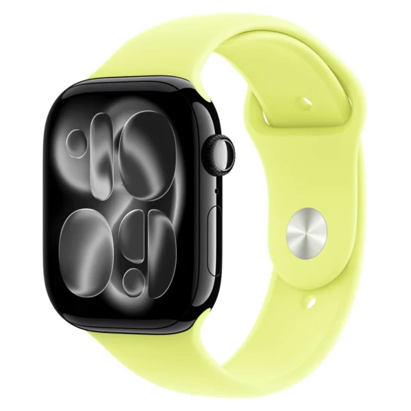 Часы Apple Watch Series 11, 42 мм, Алюминиевый корпус Jet Black, Спортивный ремешок Neon Yellow, размер M/L