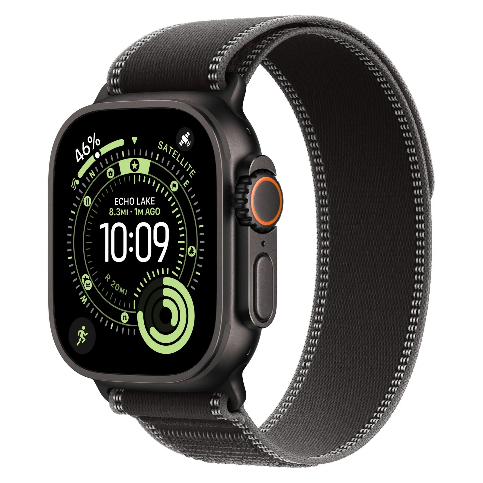 Часы Apple Watch Ultra 3, 49 мм, титан чёрного цвета, ремешок Trail цвета «чёрный/угольно-чёрный» №1