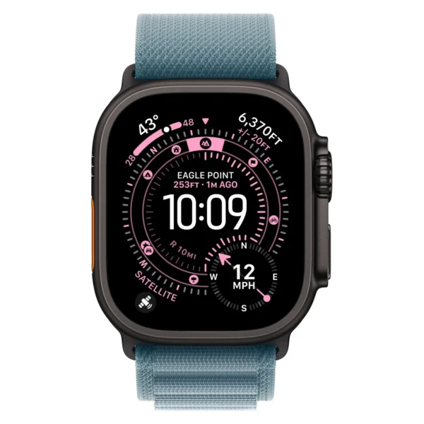 Часы Apple Watch Ultra 3, 49 мм, титан чёрного цвета, ремешок Alpine голубого цвета №2