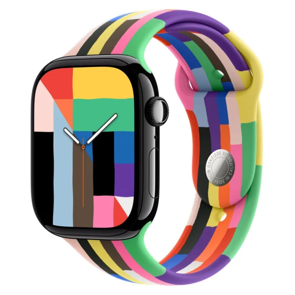 Часы Apple Watch Series 11, 42 мм, Алюминиевый корпус Jet Black, Спортивный ремешок Pride Edition, размер M/L