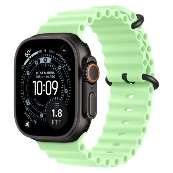 Часы Apple Watch Ultra 3, 49 мм, титан чёрного цвета, ремешок Ocean цвета «зелёный неон»