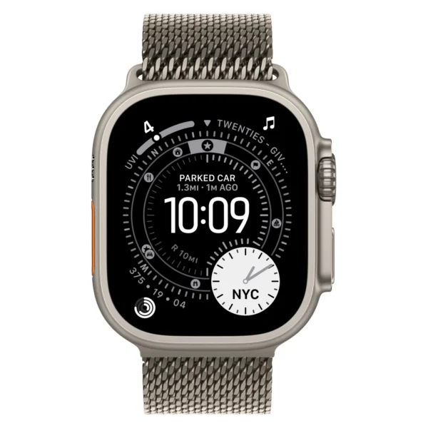 Часы Apple Watch Ultra 3, 49 мм, титан светлого цвета, ремешок Титановая миланская петля №2