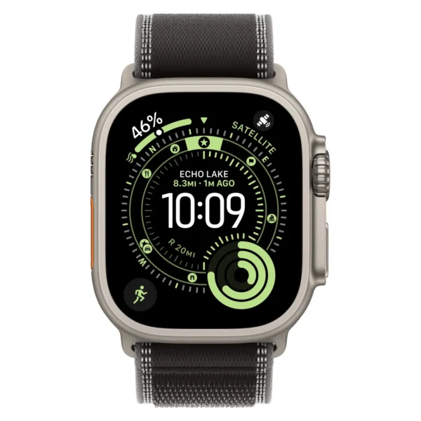 Часы Apple Watch Ultra 3, 49 мм, титан светлого цвета, ремешок Trail цвета «чёрный/угольно-чёрный» №2