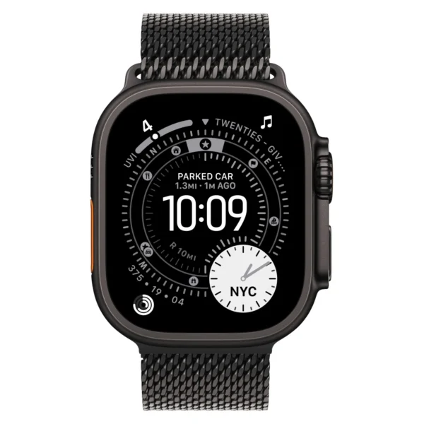 Часы Apple Watch Ultra 3, 49 мм, титан чёрного цвета, ремешок Титановая чёрная миланская петля №2