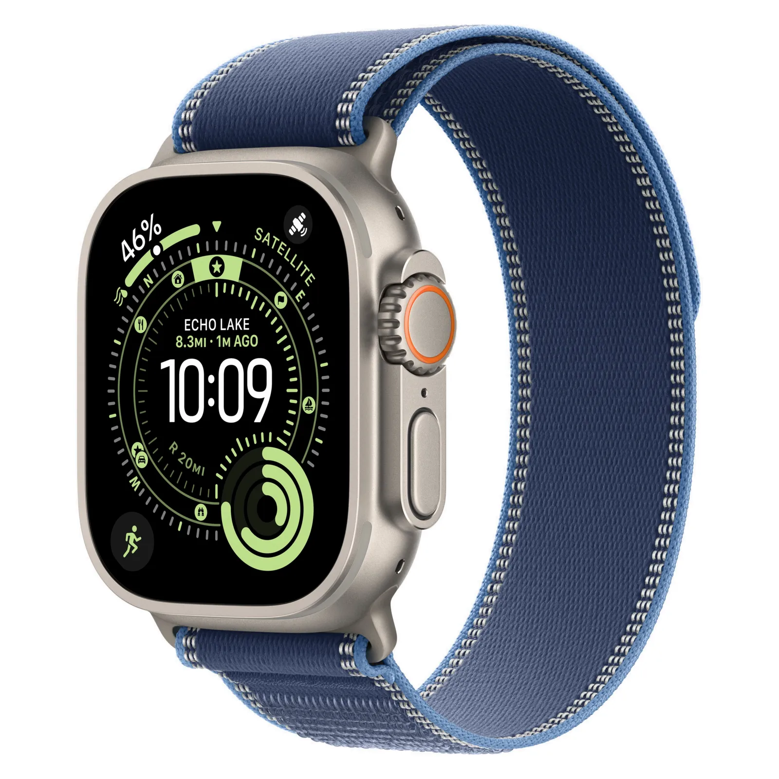 Часы Apple Watch Ultra 3, 49 мм, титан светлого цвета, ремешок Trail цвета «синий/ярко-синий» №1