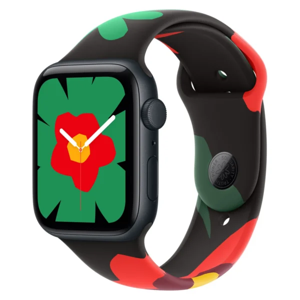 Часы Apple Watch SE 3, 40 мм, Алюминиевый корпус Midnight, Спортивный ремешок Black Unity - Unity Bloom, размер S/M