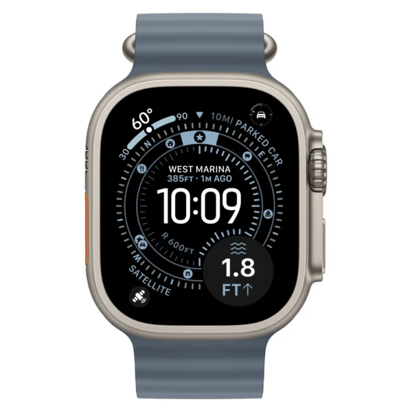 Часы Apple Watch Ultra 3, 49 мм, титан светлого цвета, ремешок Ocean цвета «якорный синий» №2