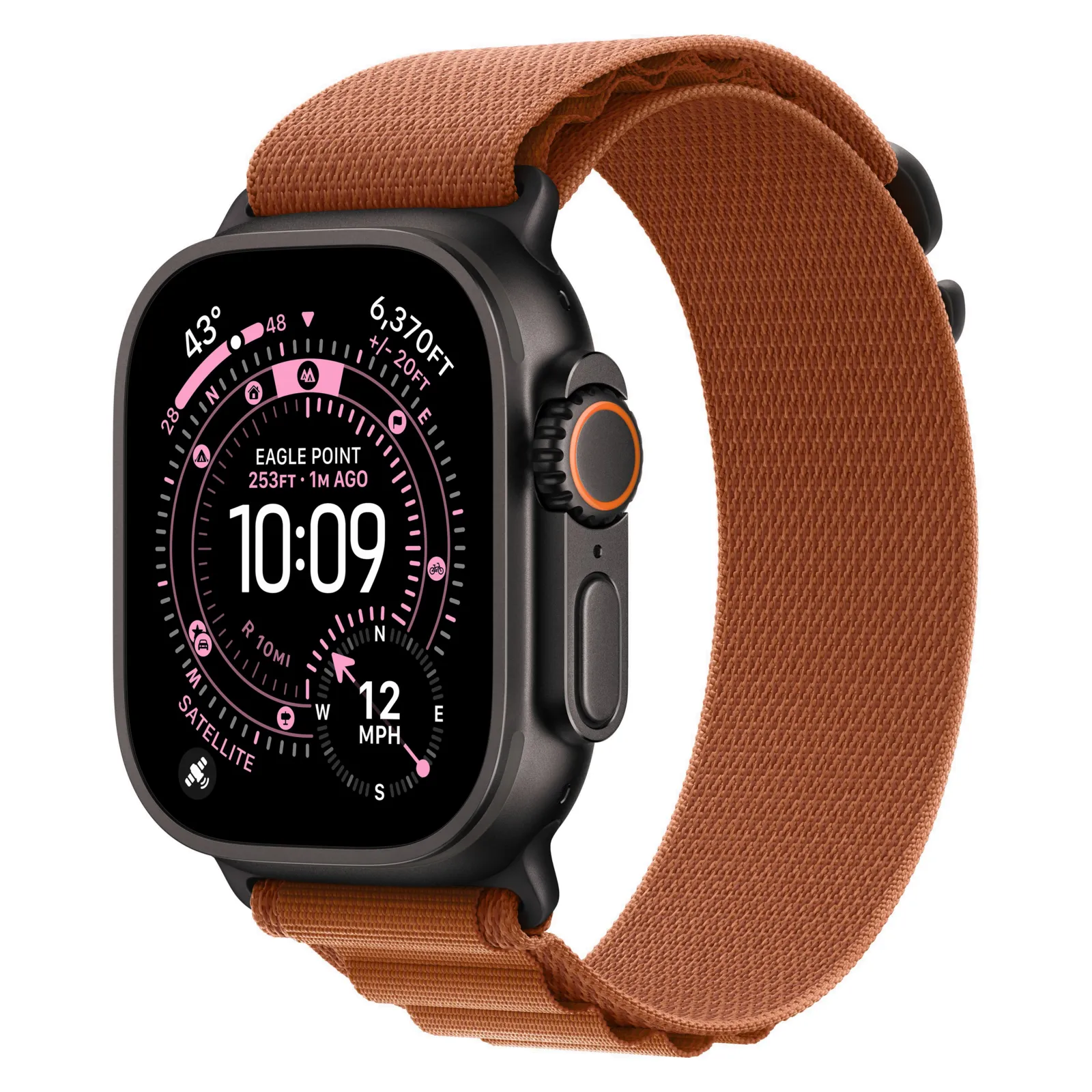 Часы Apple Watch Ultra 3, 49 мм, титан чёрного цвета, ремешок Alpine терракотового цвета №1