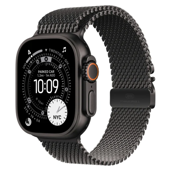 Часы Apple Watch Ultra 3, 49 мм, титан чёрного цвета, ремешок Титановая чёрная миланская петля