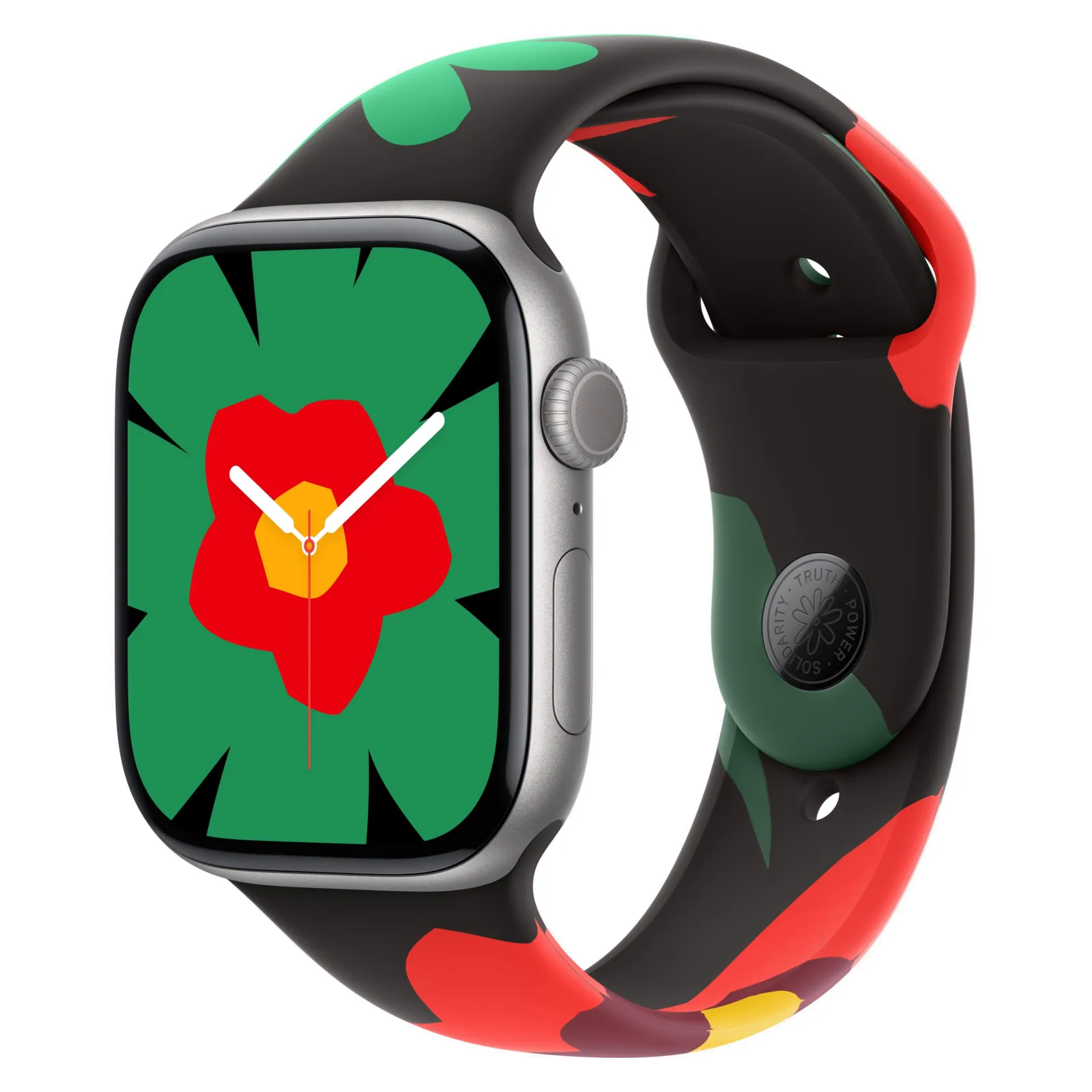 Часы Apple Watch Series 11, 42 мм, Алюминиевый корпус Space Gray, Спортивный ремешок Black Unity - Unity Bloom, размер S/M №1