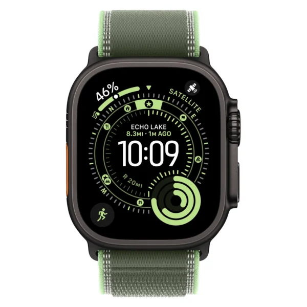 Часы Apple Watch Ultra 3, 49 мм, титан чёрного цвета, ремешок Trail цвета «зелёный/неон» №2