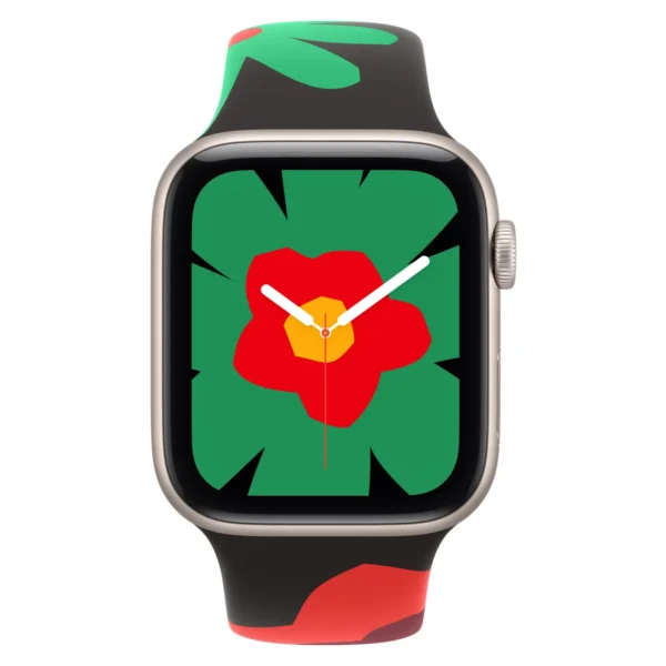 Часы Apple Watch SE 3, 44 мм, Алюминиевый корпус Starlight, Спортивный ремешок Black Unity - Unity Bloom, размер M/L №2