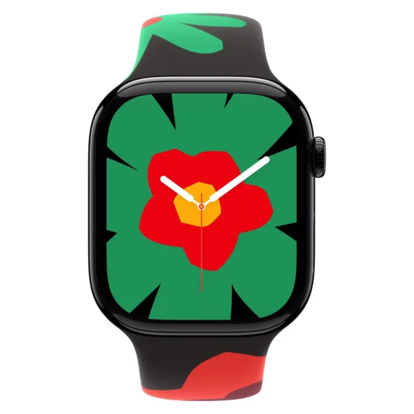 Часы Apple Watch Series 11, 42 мм, Алюминиевый корпус Jet Black, Спортивный ремешок Black Unity - Unity Bloom, размер S/M №2
