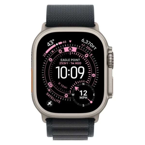 Часы Apple Watch Ultra 3, 49 мм, титан светлого цвета, ремешок Alpine чёрного цвета №2