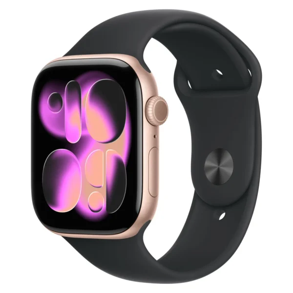 Часы Apple Watch Series 11, 42 мм, Алюминиевый корпус Rose Gold, Спортивный ремешок Black, размер M/L