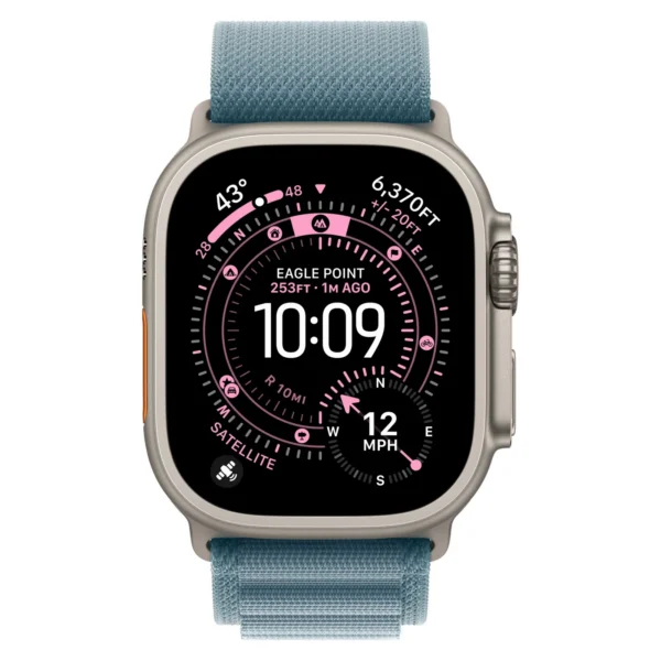 Часы Apple Watch Ultra 3, 49 мм, титан светлого цвета, ремешок Alpine голубого цвета №2